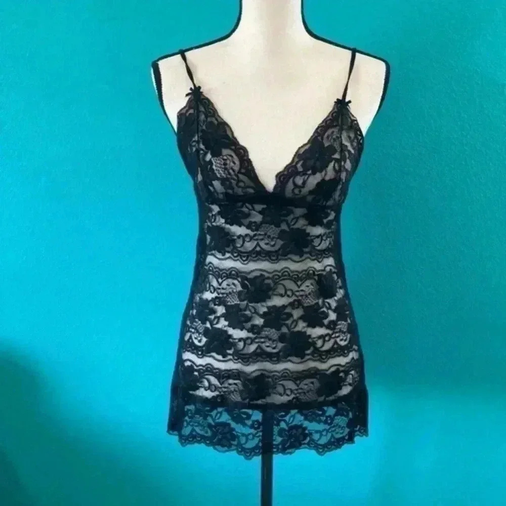 Rampage intimates black lace tank top in size medium